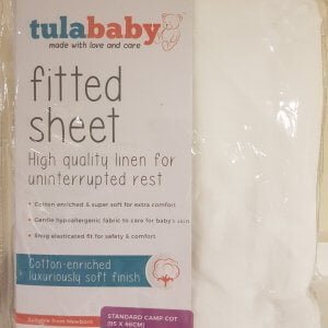 Tula Baby Std Camp Cot Fitted Sheet (White)