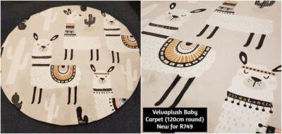 Velvaplush Baby Carpet (120cm round) (creme with large lamas)