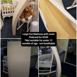 Large Cot Mattress with cover - not suitable under 12 months