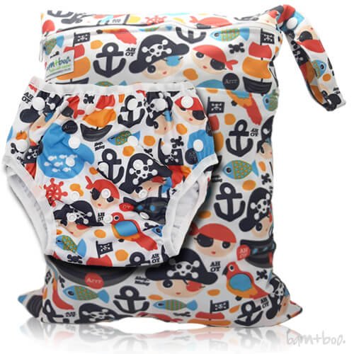 Bamboo Baby Wetbag & Swim Nappy Combo - Pirate