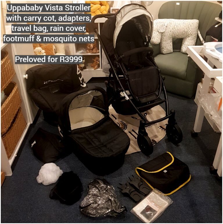 Uppababy Vista Stroller With Carry Cot, Adapters, Travel Bag, Rain