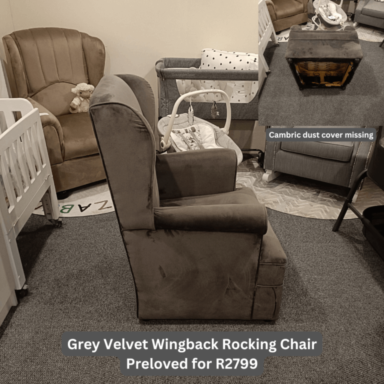 Grey Velvet Wingback Rocking Chair