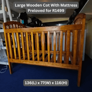 Large Wooden Cot With Mattress Preloved for R1499