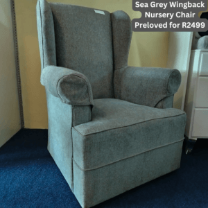 Sea Grey Wingback Nursery Chair Preloved for R2499