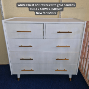 White Chest of Drawers with gold handles New for R2999