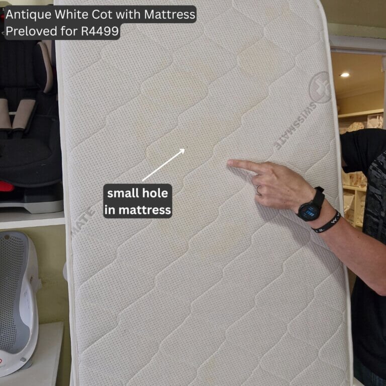 Antique White Cot with Mattress