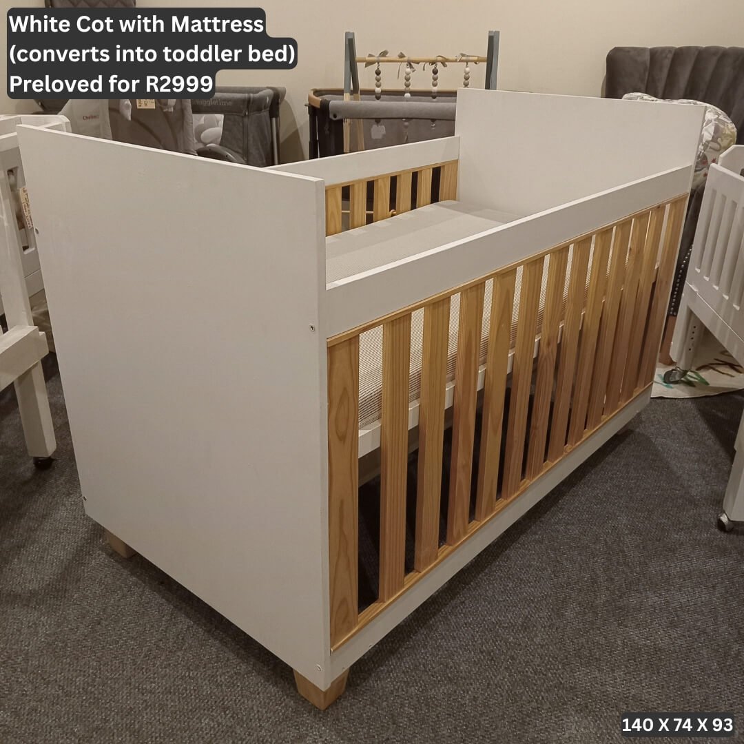 White Cot with Mattress
