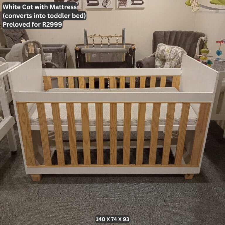 White Cot with Mattress