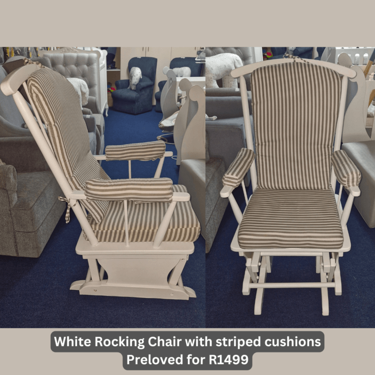 White Rocking Chair with striped cushions Preloved for R1499