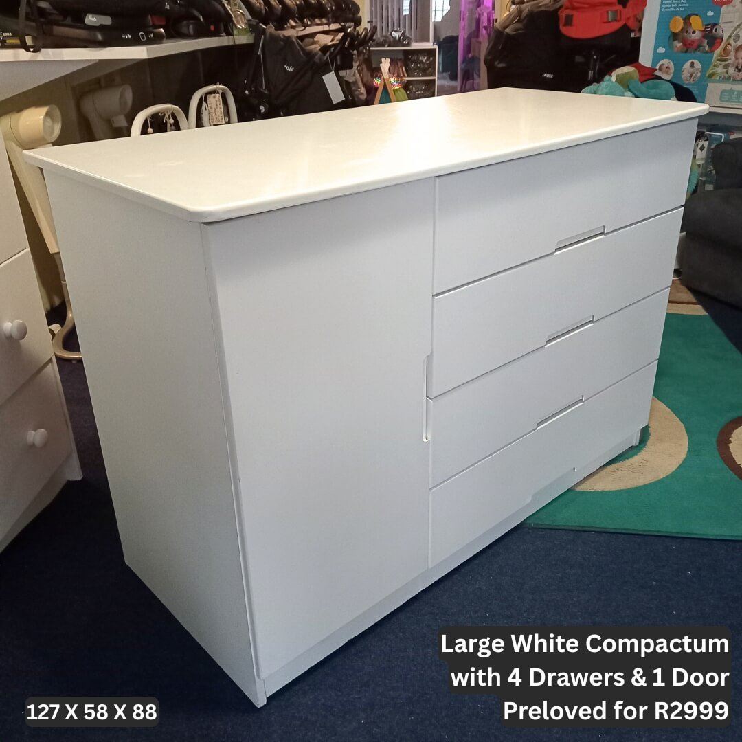 Large White Compactum with 4 Drawers
