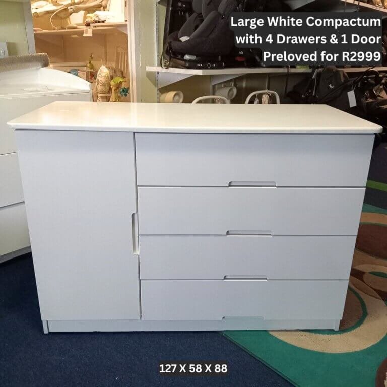 Large White Compactum with 4 Drawers