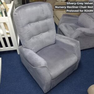 Silvery-Grey Velvet Nursery Recliner Chair