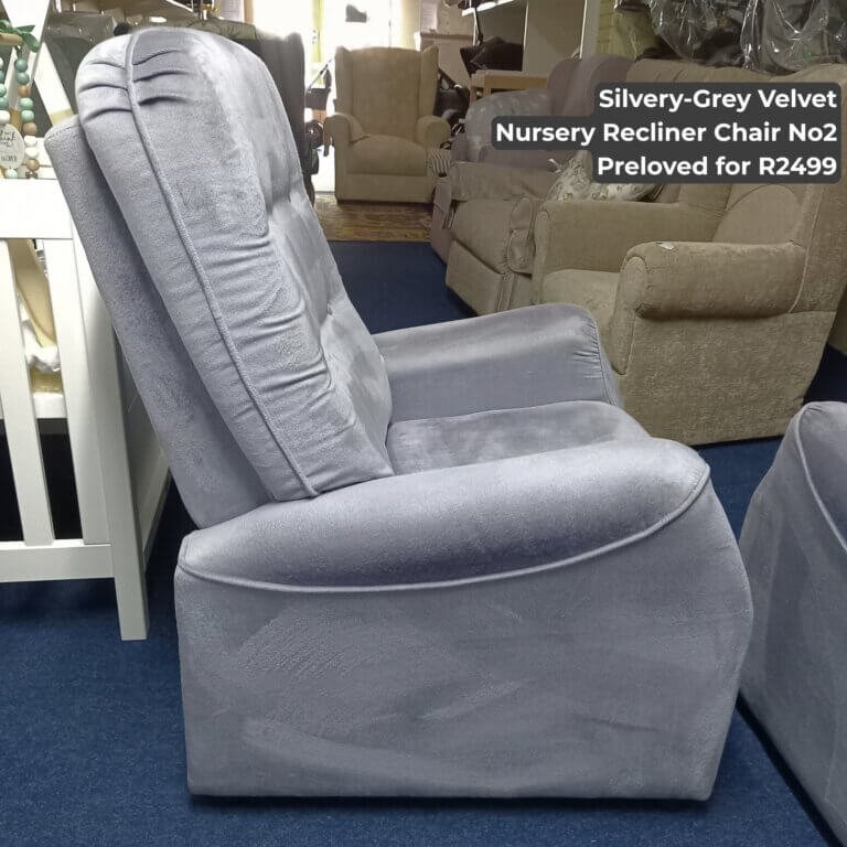 Silvery-Grey Velvet Nursery Recliner Chair