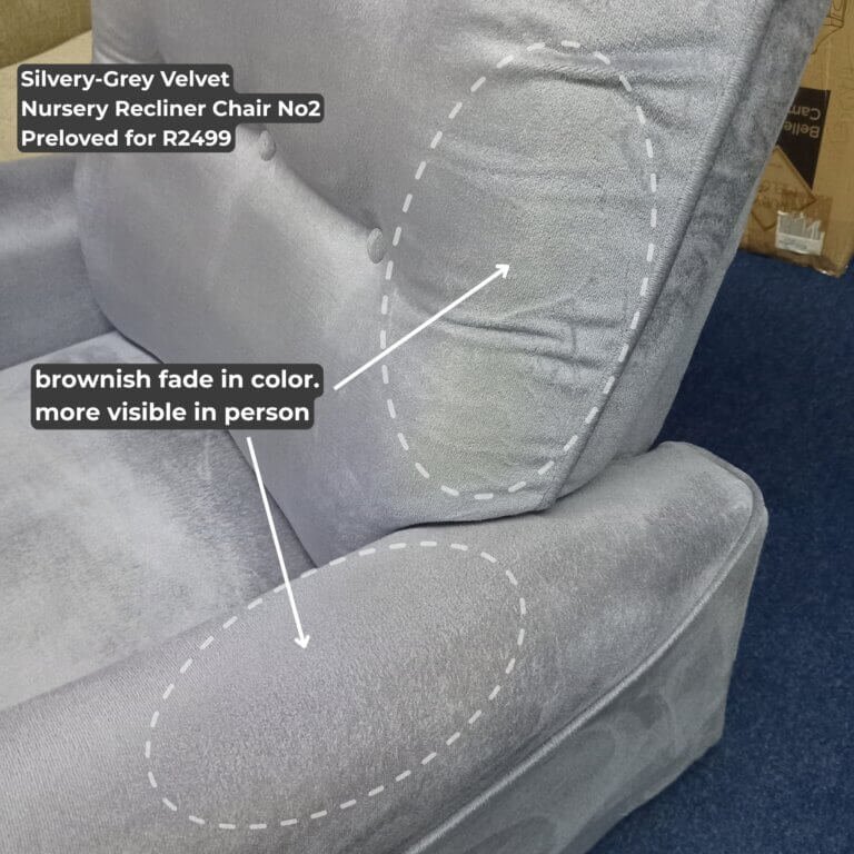 Silvery-Grey Velvet Nursery Recliner Chair
