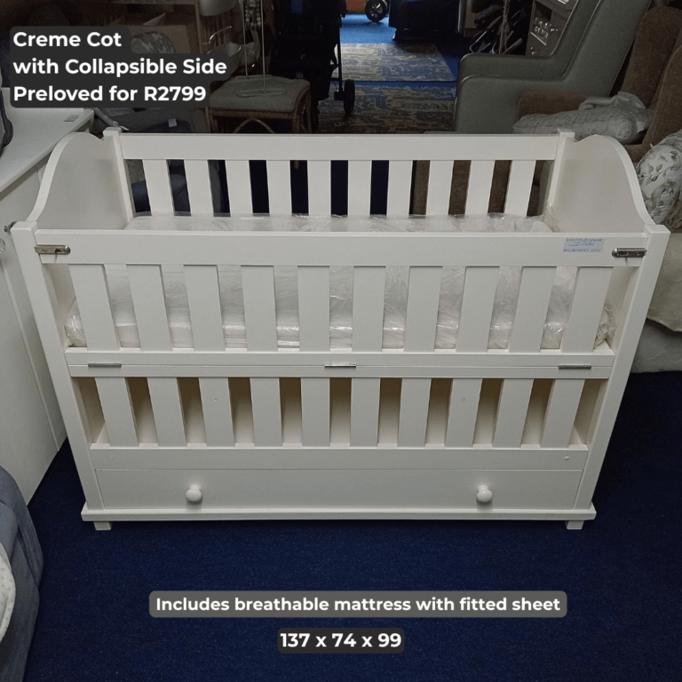 Creme Cot with Collapsible Side