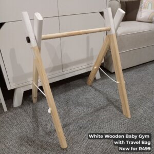 White Wooden Baby Gym with Travel Bag