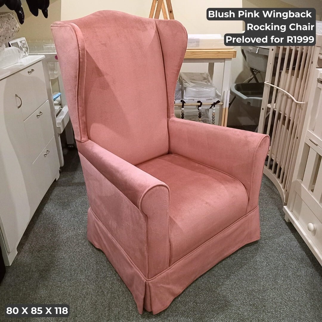 Blush Pink Wingback Rocking Chair