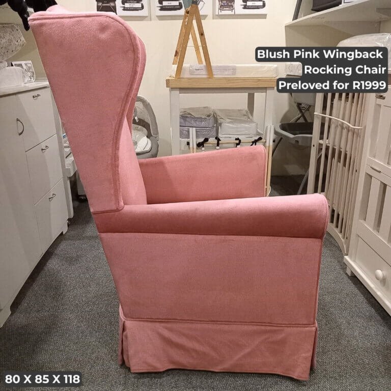 Blush Pink Wingback Rocking Chair