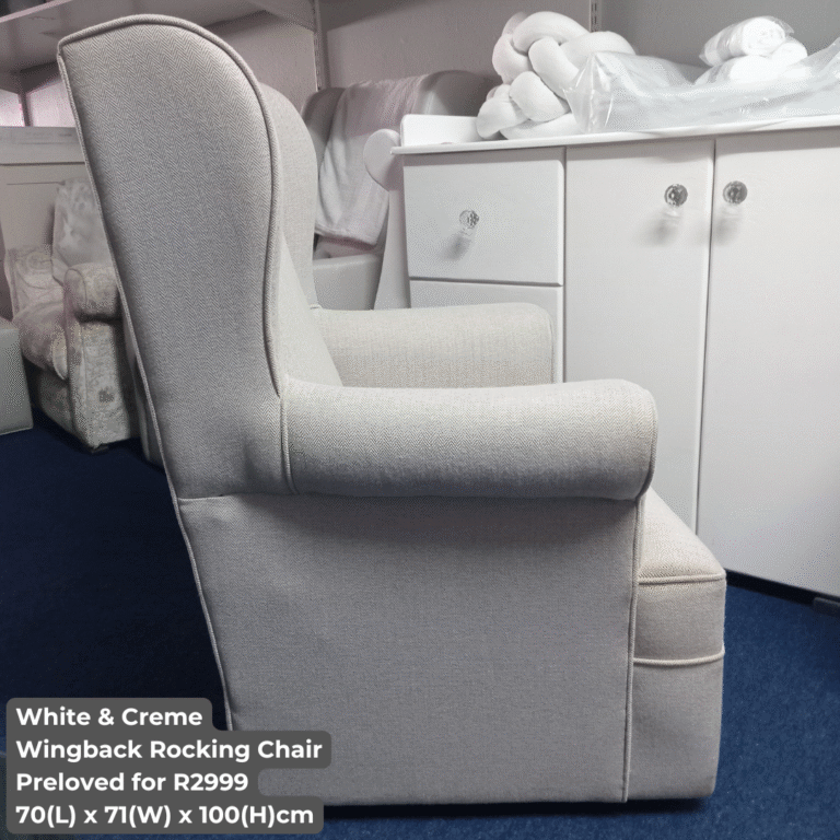 White & Creme Wingback Rocking Chair