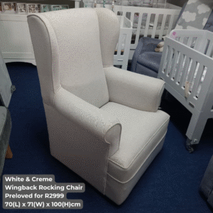 White & Creme Wingback Rocking Chair