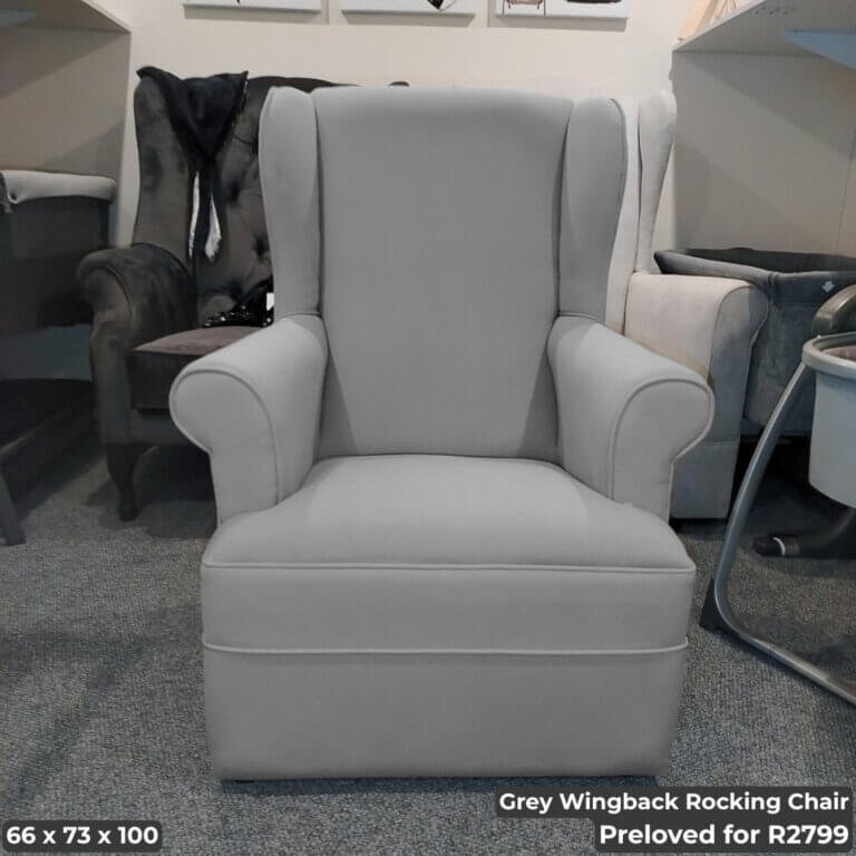 Grey Wingback Rocking Chair