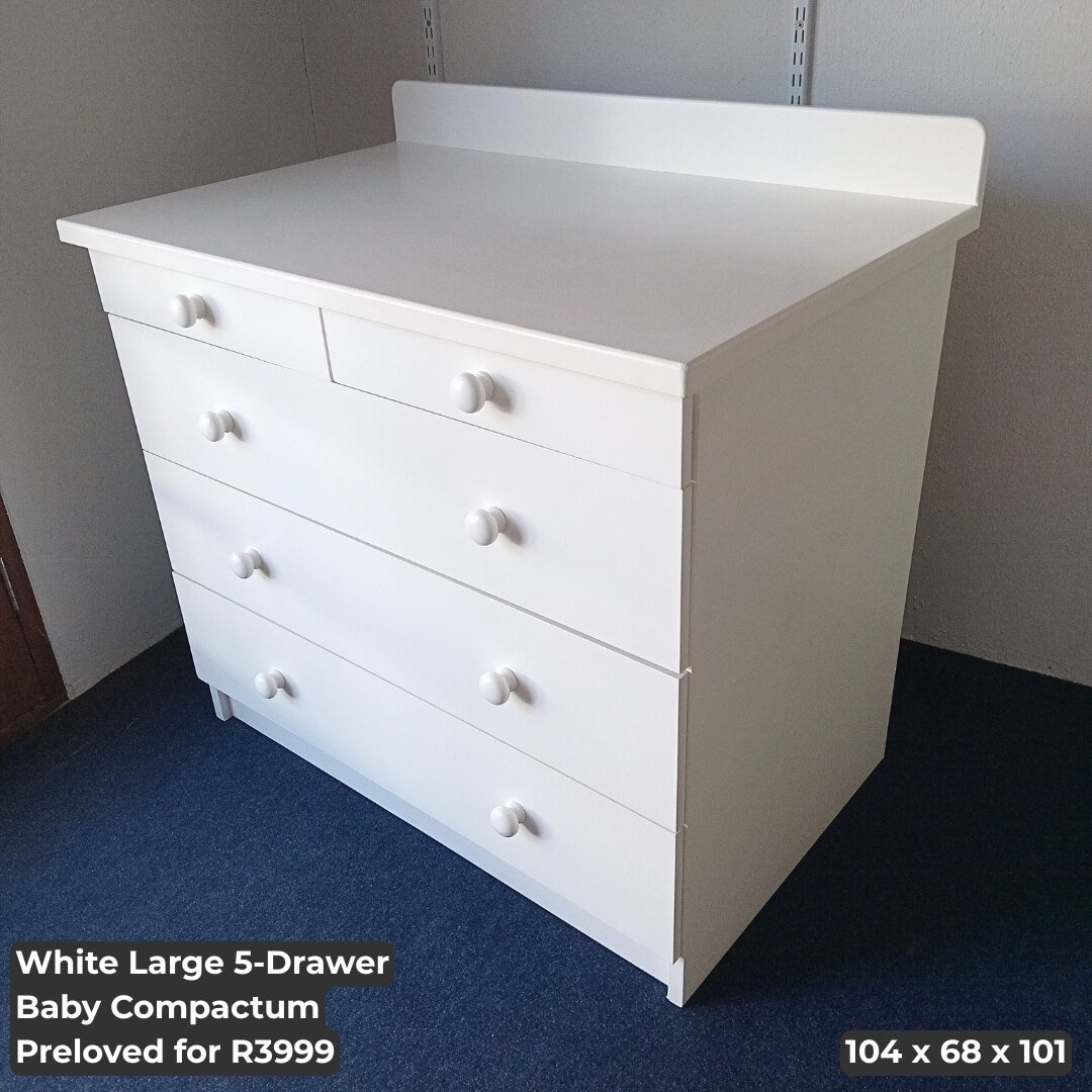 White Large 5-Drawer Baby Compactum