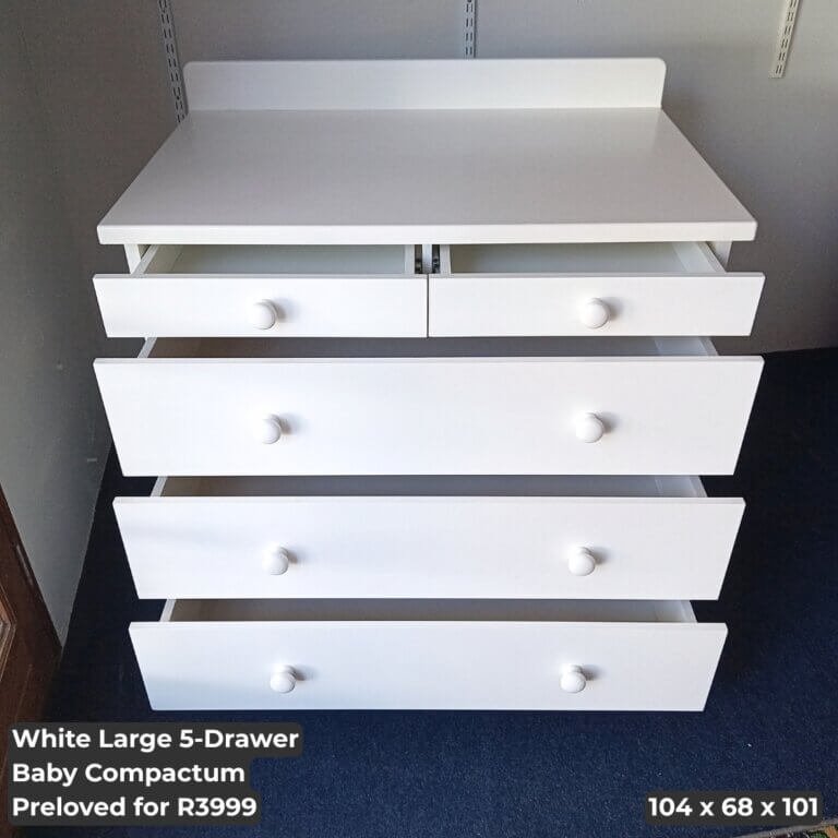 White Large 5-Drawer Baby Compactum
