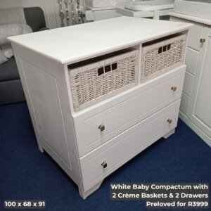 White Baby Compactum with 2 Crème Baskets & 2 Drawer