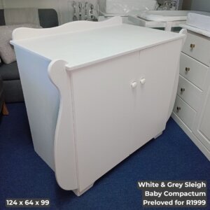 White & Grey Sleigh Baby Compactum