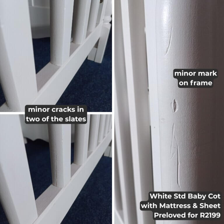 White Std Baby Cot with Mattress & Sheet