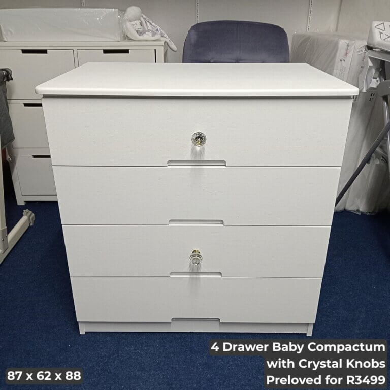 4 Drawer Baby Compactum with Crystal Knobs