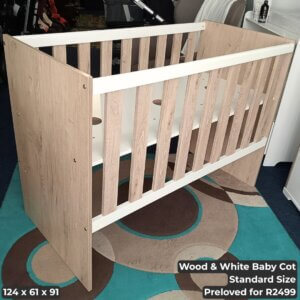 Wood & White Baby Cot - Std Size