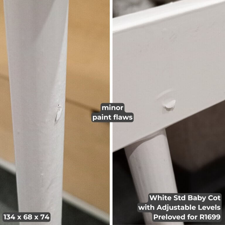 White Std Baby Cot with Adjustable Levels