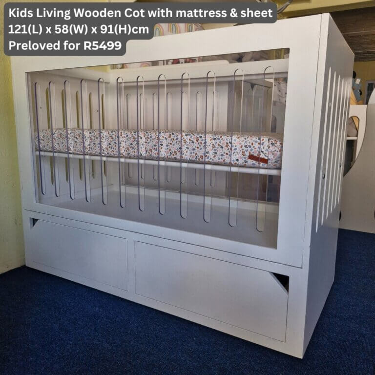 Kids Living Wooden Cot with Mattress & Sheet