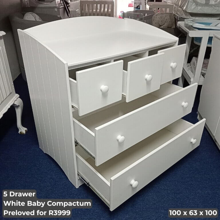 5 Drawer White Baby Compactum