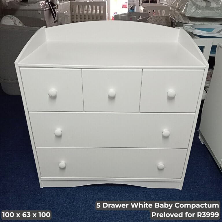 5 Drawer White Baby Compactum